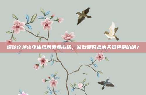 揭秘穿越火线体验版黄鱼市场,游戏爱好者的天堂还是陷阱?-第1张图片-速奇网 揭秘穿越火线体验版黄鱼市场,游戏爱好者的天堂还是陷阱?-第1张图片-速奇网