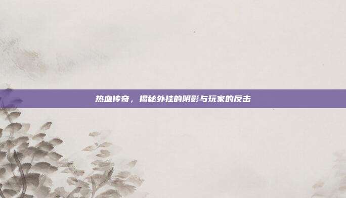 热血传奇,揭秘外挂的阴影与玩家的反击-第1张图片-速奇网 热血传奇,揭秘外挂的阴影与玩家的反击-第1张图片-速奇网