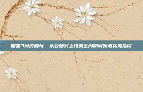 暗黑3何时能玩，从公测到上线的全周期解析与实操指南-第1张图片-速奇网