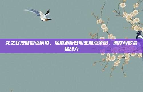 龙之谷技能加点模拟，深度解析各职业加点策略，助你释放最强战力-第1张图片-速奇网
