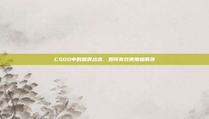 CSGO中的烟雾战术，如何有效使用烟雾弹-第1张图片-速奇网