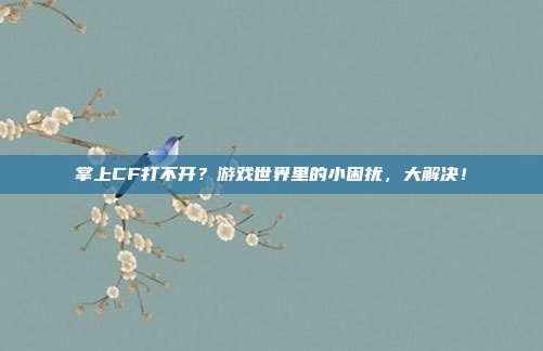 掌上CF打不开?游戏世界里的小困扰,大解决!-第1张图片-速奇网 掌上CF打不开?游戏世界里的小困扰,大解决!-第1张图片-速奇网