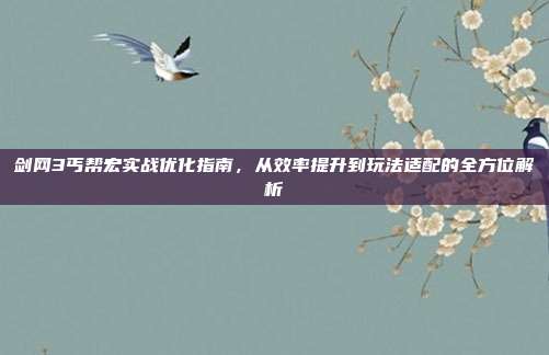 剑网3丐帮宏实战优化指南，从效率提升到玩法适配的全方位解析-第1张图片-速奇网