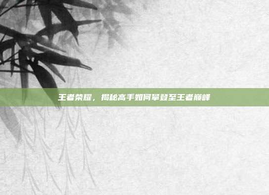 王者荣耀,揭秘高手如何攀登至王者巅峰-第1张图片-速奇网 王者荣耀,揭秘高手如何攀登至王者巅峰-第1张图片-速奇网