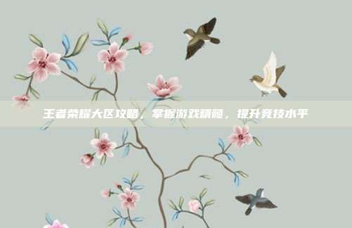 王者荣耀大区攻略,掌握游戏精髓,提升竞技水平-第1张图片-速奇网 王者荣耀大区攻略,掌握游戏精髓,提升竞技水平-第1张图片-速奇网