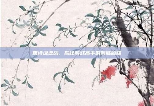 唐诗逸逆战,揭秘游戏高手的制胜秘籍-第1张图片-速奇网 唐诗逸逆战,揭秘游戏高手的制胜秘籍-第1张图片-速奇网