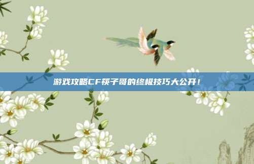 游戏攻略CF筷子哥的终极技巧大公开!-第1张图片-速奇网 游戏攻略CF筷子哥的终极技巧大公开!-第1张图片-速奇网