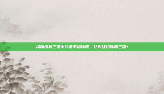揭秘爆笑三国中的金手指秘籍,让你轻松称霸三国!-第1张图片-速奇网 揭秘爆笑三国中的金手指秘籍,让你轻松称霸三国!-第1张图片-速奇网