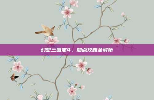 幻想三国志4,加点攻略全解析-第1张图片-速奇网 幻想三国志4,加点攻略全解析-第1张图片-速奇网