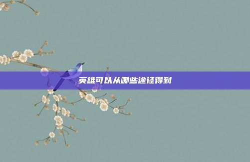 英雄可以从哪些途径得到-第1张图片-速奇网 英雄可以从哪些途径得到-第1张图片-速奇网
