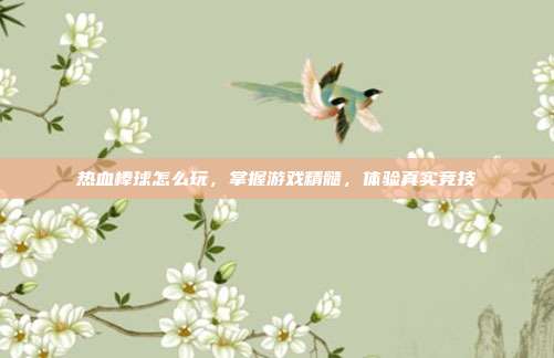 热血棒球怎么玩,掌握游戏精髓,体验真实竞技-第1张图片-速奇网 热血棒球怎么玩,掌握游戏精髓,体验真实竞技-第1张图片-速奇网