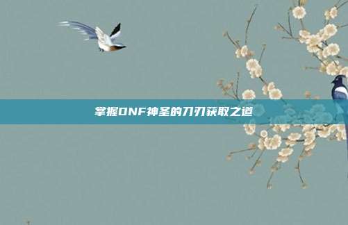 掌握DNF神圣的刀刃获取之道-第1张图片-速奇网