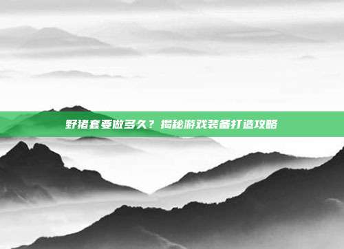 野猪套要做多久?揭秘游戏装备打造攻略-第1张图片-速奇网 野猪套要做多久?揭秘游戏装备打造攻略-第1张图片-速奇网