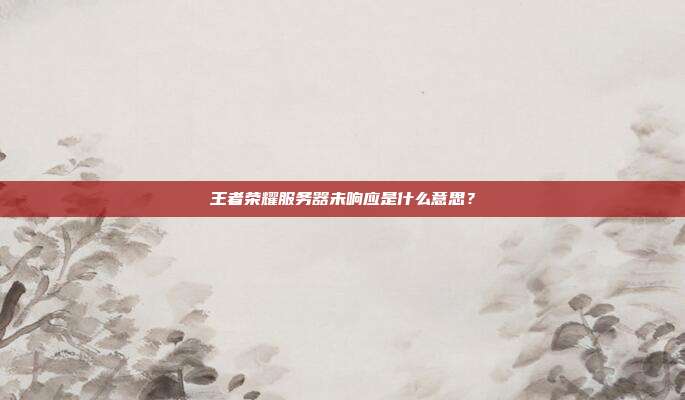 王者荣耀服务器未响应是什么意思?-第1张图片-速奇网 王者荣耀服务器未响应是什么意思?-第1张图片-速奇网