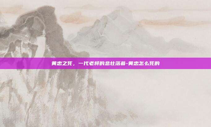 黄忠之死，一代老将的悲壮落幕-黄忠怎么死的-第1张图片-速奇网