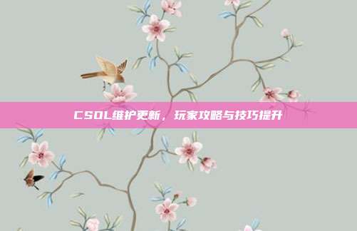 CSOL维护更新,玩家攻略与技巧提升-第1张图片-速奇网 CSOL维护更新,玩家攻略与技巧提升-第1张图片-速奇网