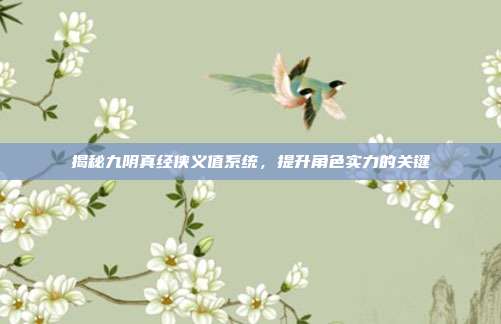 揭秘九阴真经侠义值系统，提升角色实力的关键-第1张图片-速奇网