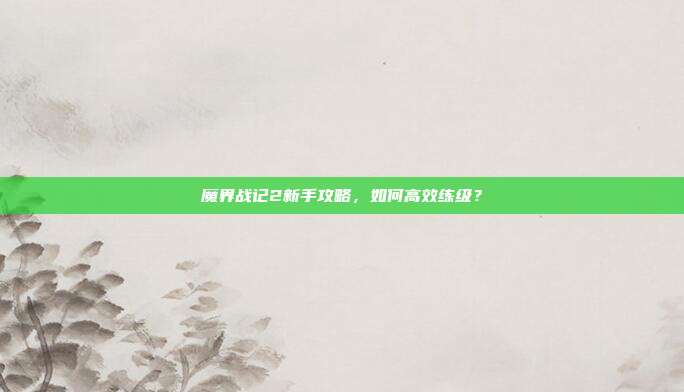魔界战记2新手攻略,如何高效练级?-第1张图片-速奇网 魔界战记2新手攻略,如何高效练级?-第1张图片-速奇网