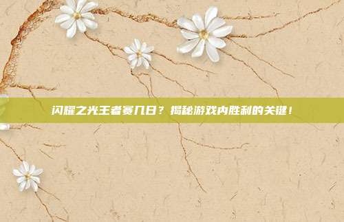 闪耀之光王者赛几日？揭秘游戏内胜利的关键！-第1张图片-速奇网