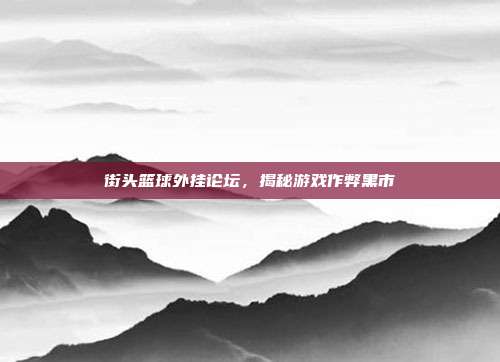 街头篮球外挂论坛，揭秘游戏作弊黑市-第1张图片-速奇网