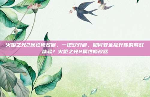 火炬之光2属性修改器，一把双刃剑，如何安全提升你的游戏体验？火炬之光2属性修改器-第1张图片-速奇网