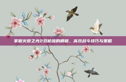 掌握火炬之光2双枪流的精髓，高效战斗技巧与策略-第1张图片-速奇网