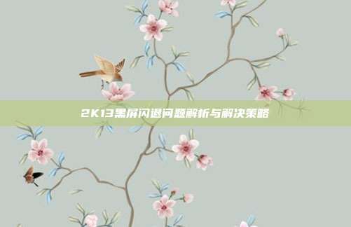 2K13黑屏闪退问题解析与解决策略-第1张图片-速奇网