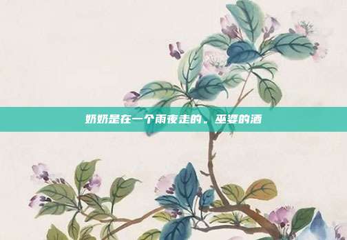 奶奶是在一个雨夜走的。巫婆的酒-第1张图片-速奇网
