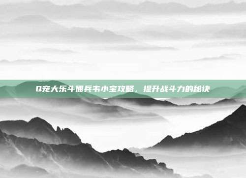 Q宠大乐斗佣兵韦小宝攻略,提升战斗力的秘诀-第1张图片-速奇网 Q宠大乐斗佣兵韦小宝攻略,提升战斗力的秘诀-第1张图片-速奇网