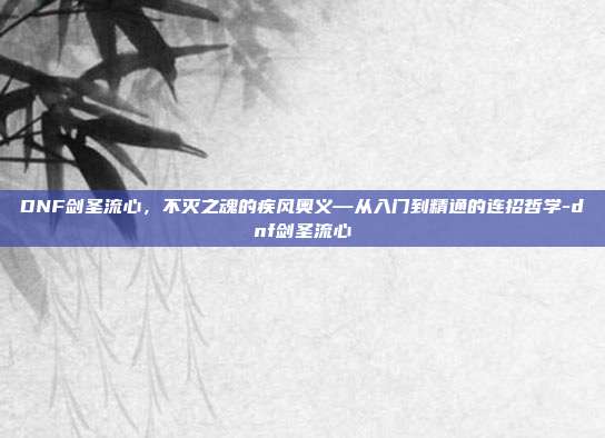 DNF剑圣流心，不灭之魂的疾风奥义—从入门到精通的连招哲学-dnf剑圣流心-第1张图片-速奇网