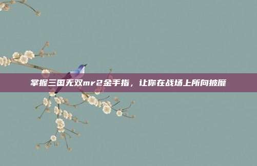 掌握三国无双mr2金手指,让你在战场上所向披靡-第1张图片-速奇网 掌握三国无双mr2金手指,让你在战场上所向披靡-第1张图片-速奇网