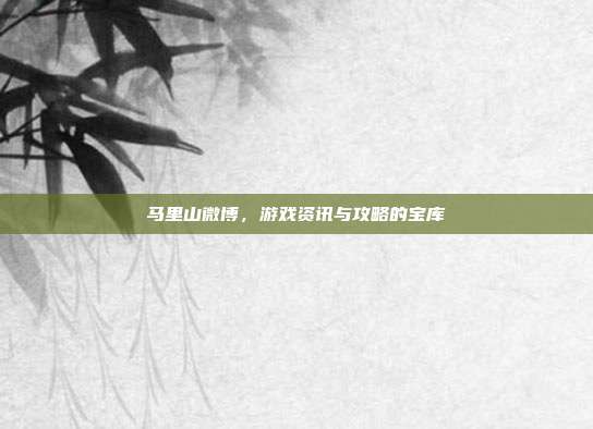 马里山微博,游戏资讯与攻略的宝库-第1张图片-速奇网 马里山微博,游戏资讯与攻略的宝库-第1张图片-速奇网