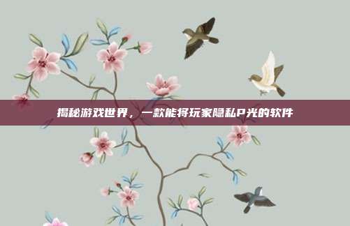 揭秘游戏世界，一款能将玩家隐私P光的软件-第1张图片-速奇网