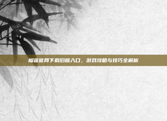 榴莲官网下载旧版入口,游戏攻略与技巧全解析-第1张图片-速奇网 榴莲官网下载旧版入口,游戏攻略与技巧全解析-第1张图片-速奇网