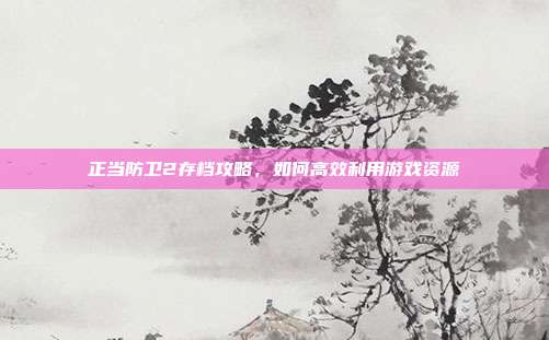 正当防卫2存档攻略，如何高效利用游戏资源-第1张图片-速奇网