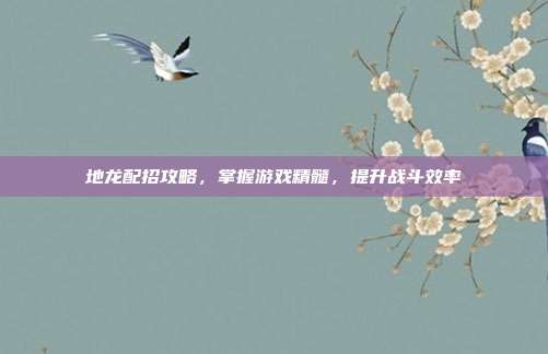 地龙配招攻略，掌握游戏精髓，提升战斗效率-第1张图片-速奇网