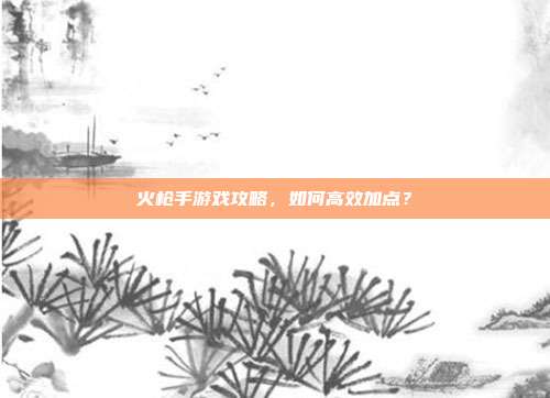 火枪手游戏攻略，如何高效加点？-第1张图片-速奇网