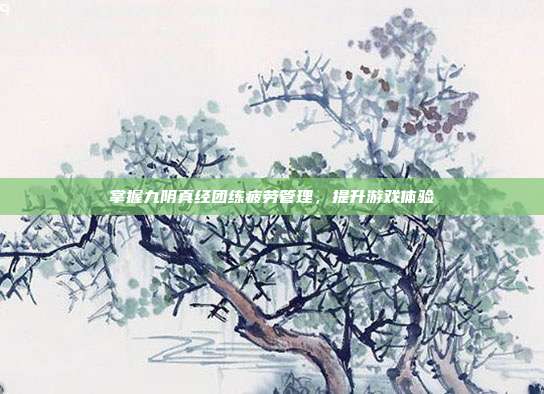 掌握九阴真经团练疲劳管理,提升游戏体验-第1张图片-速奇网 掌握九阴真经团练疲劳管理,提升游戏体验-第1张图片-速奇网