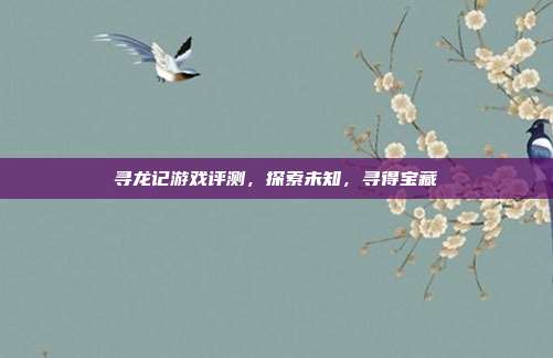 寻龙记游戏评测,探索未知,寻得宝藏-第1张图片-速奇网 寻龙记游戏评测,探索未知,寻得宝藏-第1张图片-速奇网