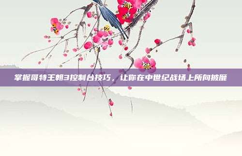 掌握哥特王朝3控制台技巧，让你在中世纪战场上所向披靡-第1张图片-速奇网