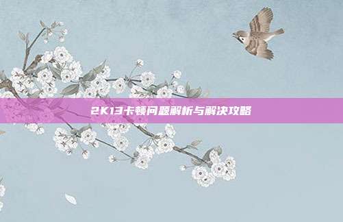 2K13卡顿问题解析与解决攻略-第1张图片-速奇网 2K13卡顿问题解析与解决攻略-第1张图片-速奇网