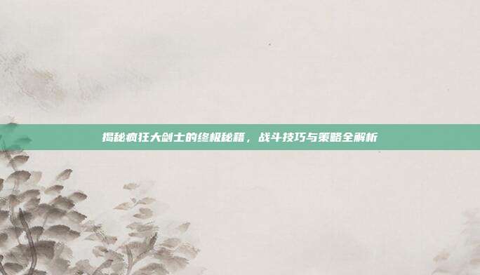 揭秘疯狂大剑士的终极秘籍,战斗技巧与策略全解析-第1张图片-速奇网 揭秘疯狂大剑士的终极秘籍,战斗技巧与策略全解析-第1张图片-速奇网