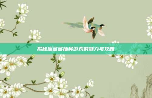 揭秘趣多多抽奖游戏的魅力与攻略-第1张图片-速奇网