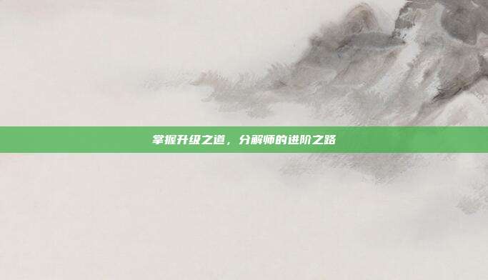 掌握升级之道,分解师的进阶之路-第1张图片-速奇网 掌握升级之道,分解师的进阶之路-第1张图片-速奇网