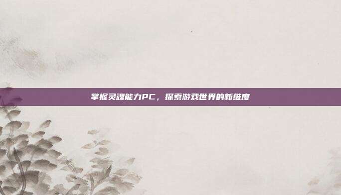 掌握灵魂能力PC，探索游戏世界的新维度-第1张图片-速奇网