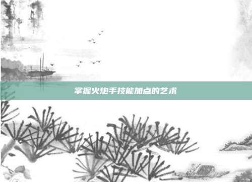 掌握火炮手技能加点的艺术-第1张图片-速奇网