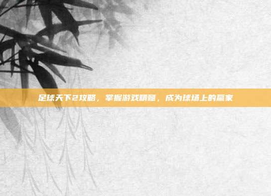 足球天下2攻略,掌握游戏精髓,成为球场上的赢家-第1张图片-速奇网 足球天下2攻略,掌握游戏精髓,成为球场上的赢家-第1张图片-速奇网