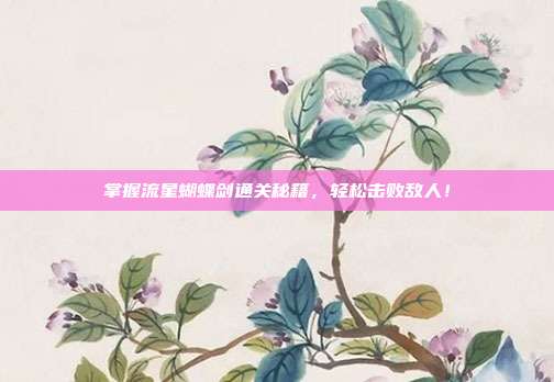 掌握流星蝴蝶剑通关秘籍,轻松击败敌人!-第1张图片-速奇网 掌握流星蝴蝶剑通关秘籍,轻松击败敌人!-第1张图片-速奇网