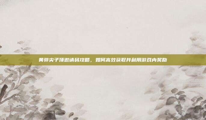 黄骅尖子顶邀请码攻略,如何高效获取并利用游戏内奖励-第1张图片-速奇网 黄骅尖子顶邀请码攻略,如何高效获取并利用游戏内奖励-第1张图片-速奇网