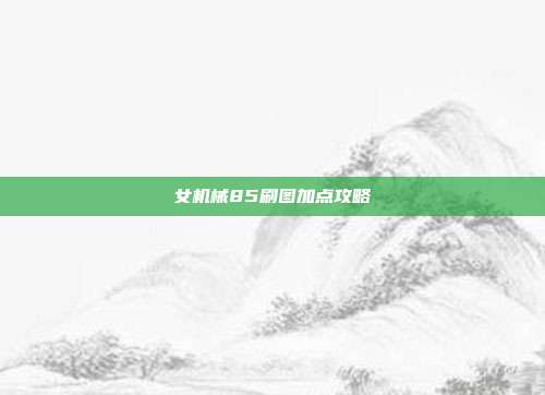 女机械85刷图加点攻略-第1张图片-速奇网 女机械85刷图加点攻略-第1张图片-速奇网
